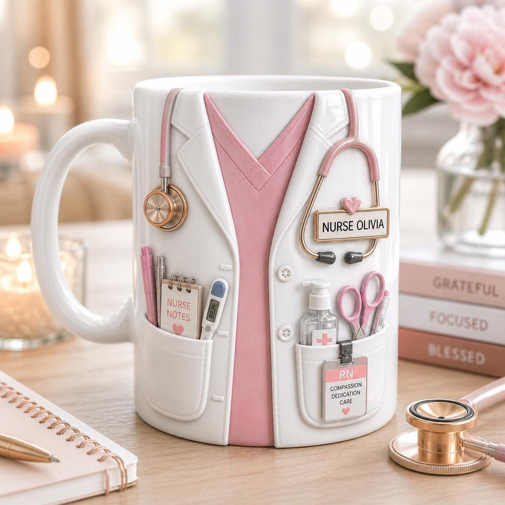Personalized Nurse Mug, Custom RN Gift, Nurse Appreciation Gift, Healthcare Worker Coffee Cup, Medical Staff Mug