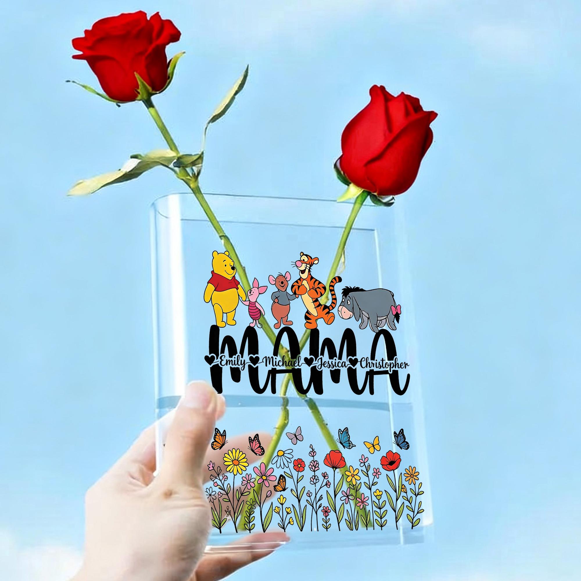Winnie the Pooh Book Vase, Hundred Acre Wood Nursery Decor, Baby Shower Gift Idea, Clear Acrylic Book Shaped Vase, Storybook Flower Holder