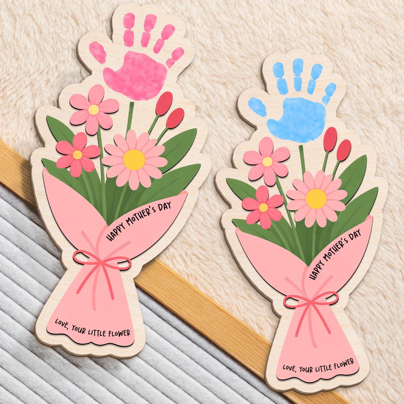 Personalized Mother’s Day Handprint Flower Sign, DIY First Mother's Day Handprint Sign, New Mom Mothers Day Gifts From Kids, Gift for Mom