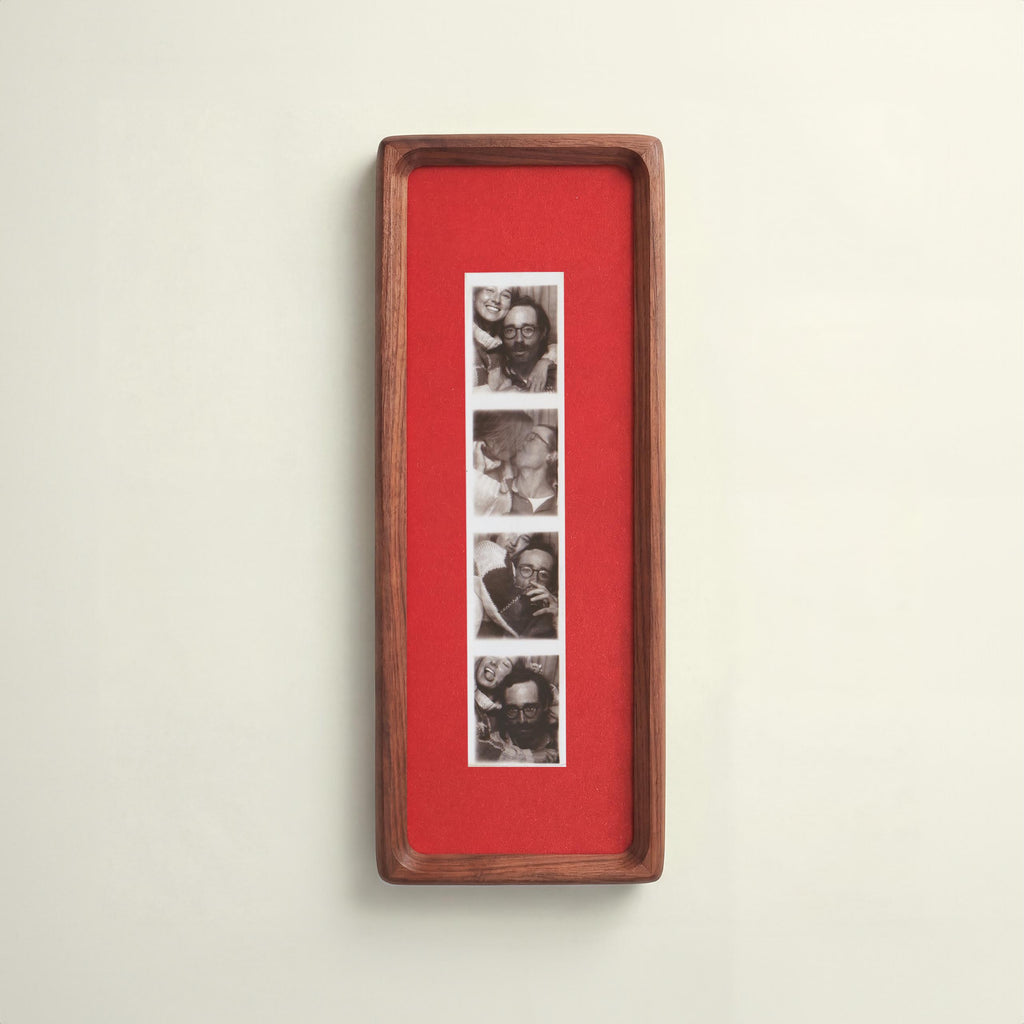 Photobooth Frame for Photo Strip Prints: Elongated Solid Wood Picture Frame with Coloured Mount, Ready to Hang for photoautomat print 2