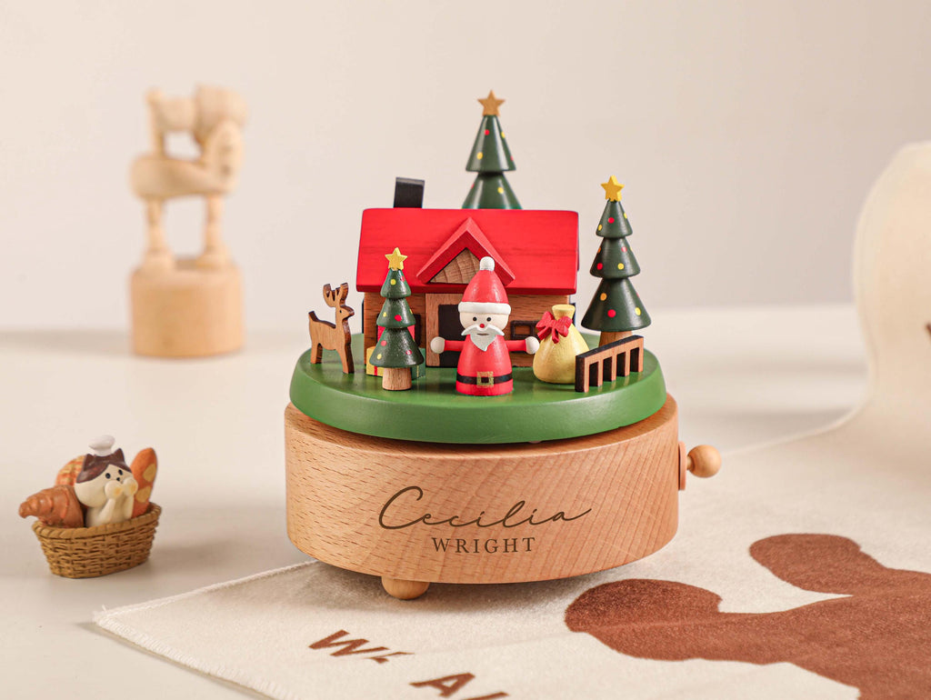 Baby Christmas Gift, Christmas Personalized Wooden Handmade Music Box, Train Music Box, Engraved Name Music Box, Newborn Keepsake