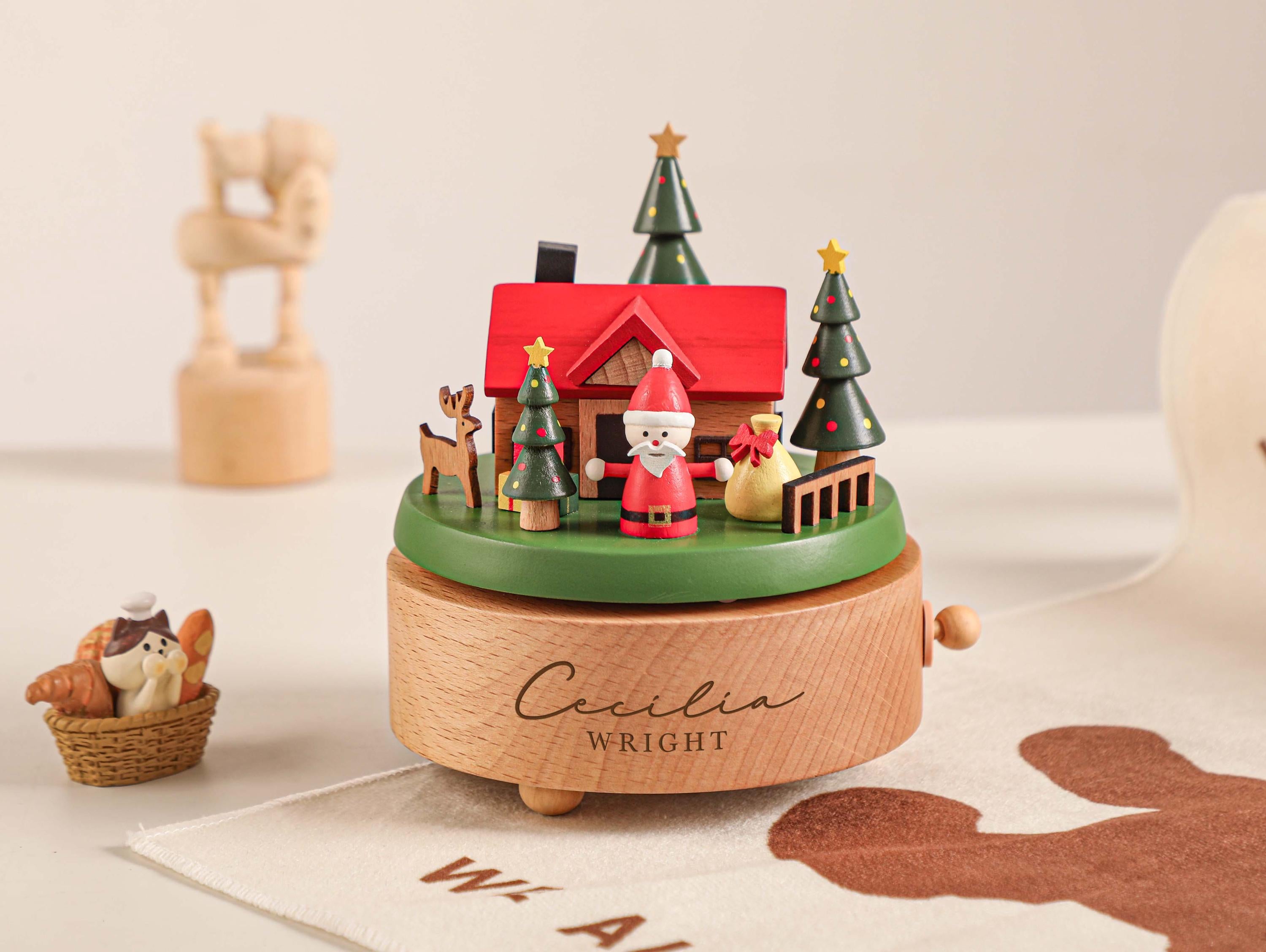 Baby Christmas Gift, Christmas Personalized Wooden Handmade Music Box, Train Music Box, Engraved Name Music Box, Newborn Keepsake