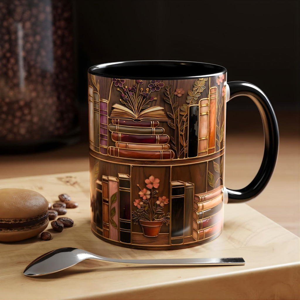 Dark Academia Mug, Vintage Library Bookshelf Cup, Antique Book Lover Gift, Moody Reading Room Decor, Librarian Present, 11oz 15oz