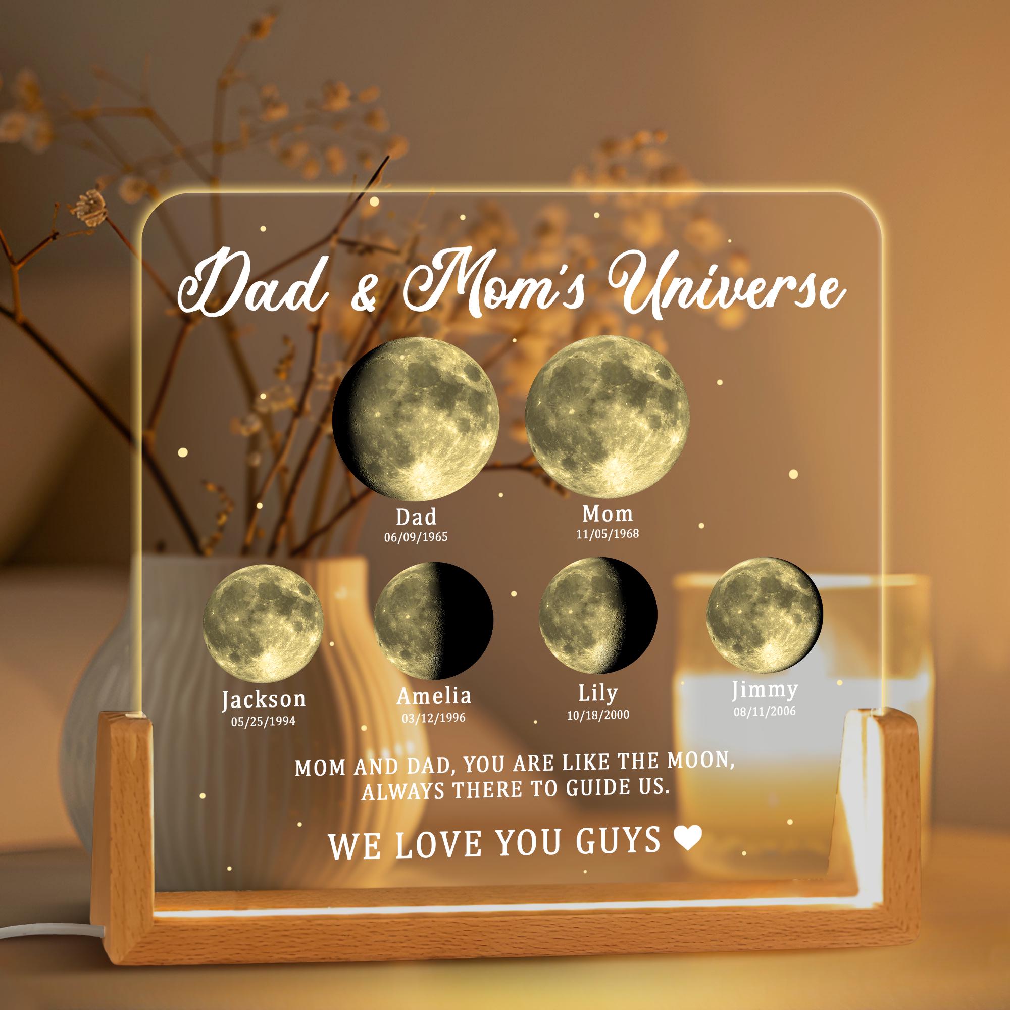 Personalized Moons Phase With Kids Names, Custom Moons Phase Night Light, Mother’s Day Gifts, Gift for Mom Dad,custom Night Light Moon Phase