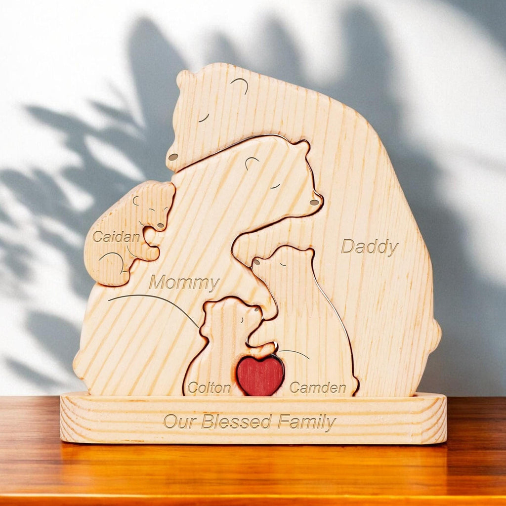 Bear Family Puzzle - Mothers Day Gift - Wooden Family Decor - Family Adoption Gift - Personalised Bear Family Puzzle - Moving Out Gift