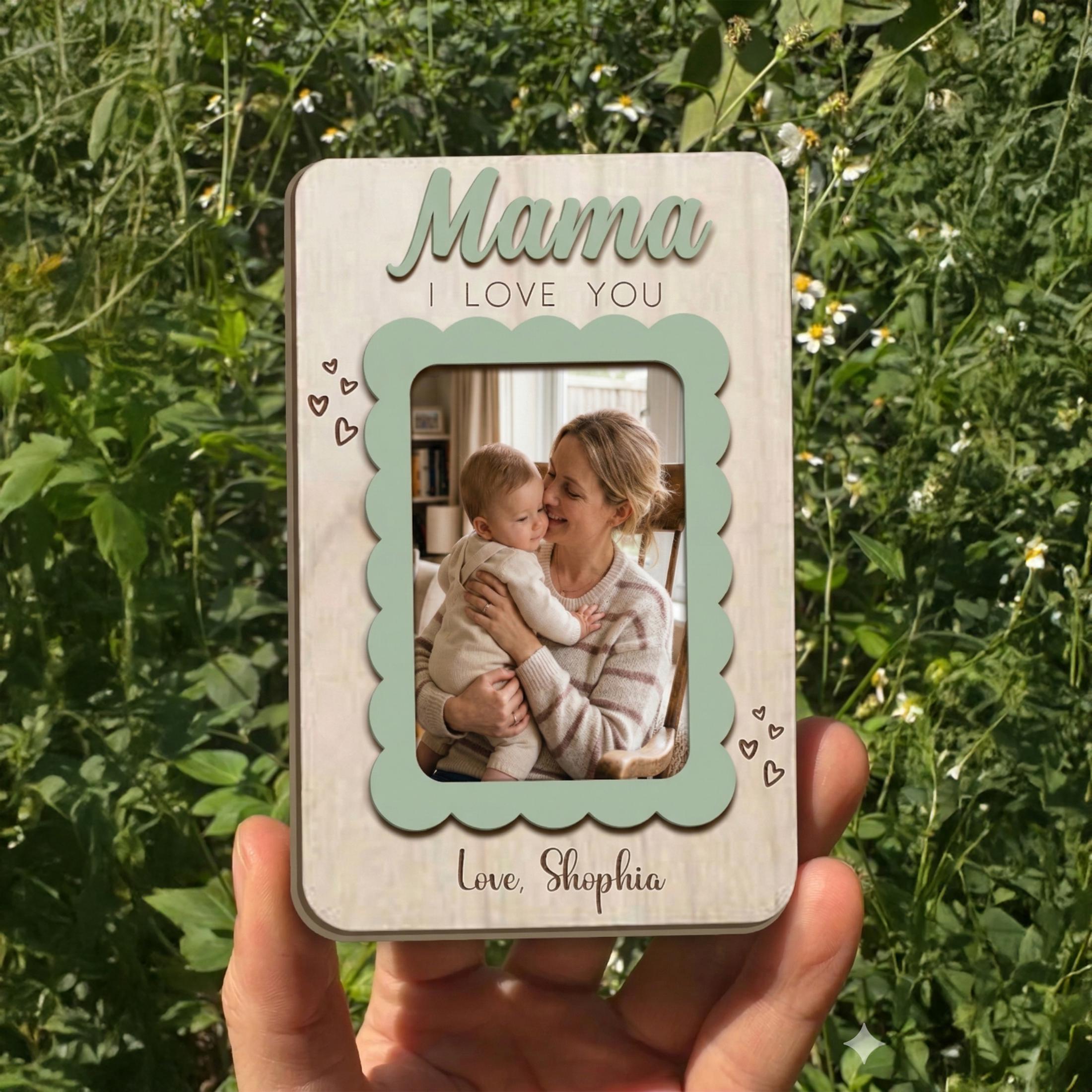 Custom Photo Magnet for Mom &grandma, Custom Wood Picture Frame, Mother's Day Gift From Kid, Kids Photo Gift, Mother’s Day Family Keepsake