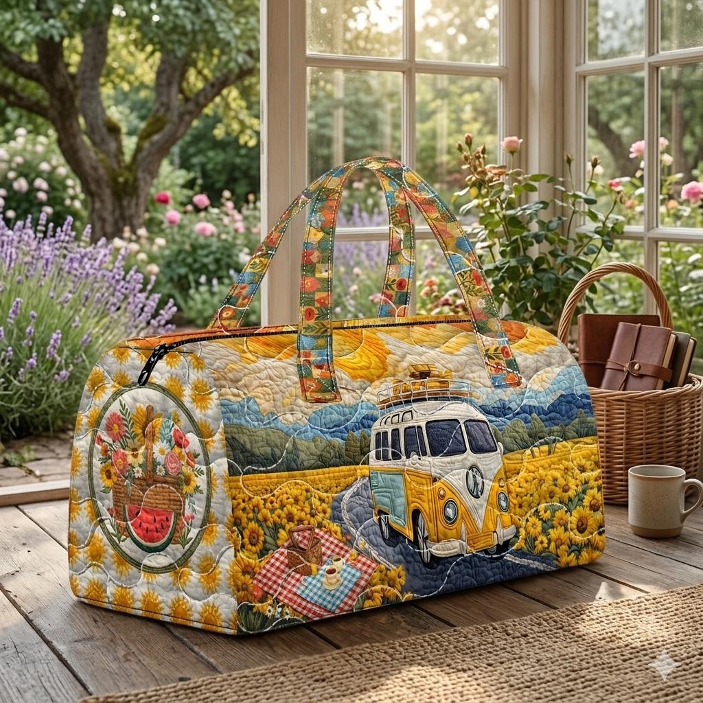 Large Quilted Cotton Duffle Bag, Blockprint Weekender Bag for Women, Handmade Colorful Travel Bag, Patchwork Overnight Bag, Holiday Gift