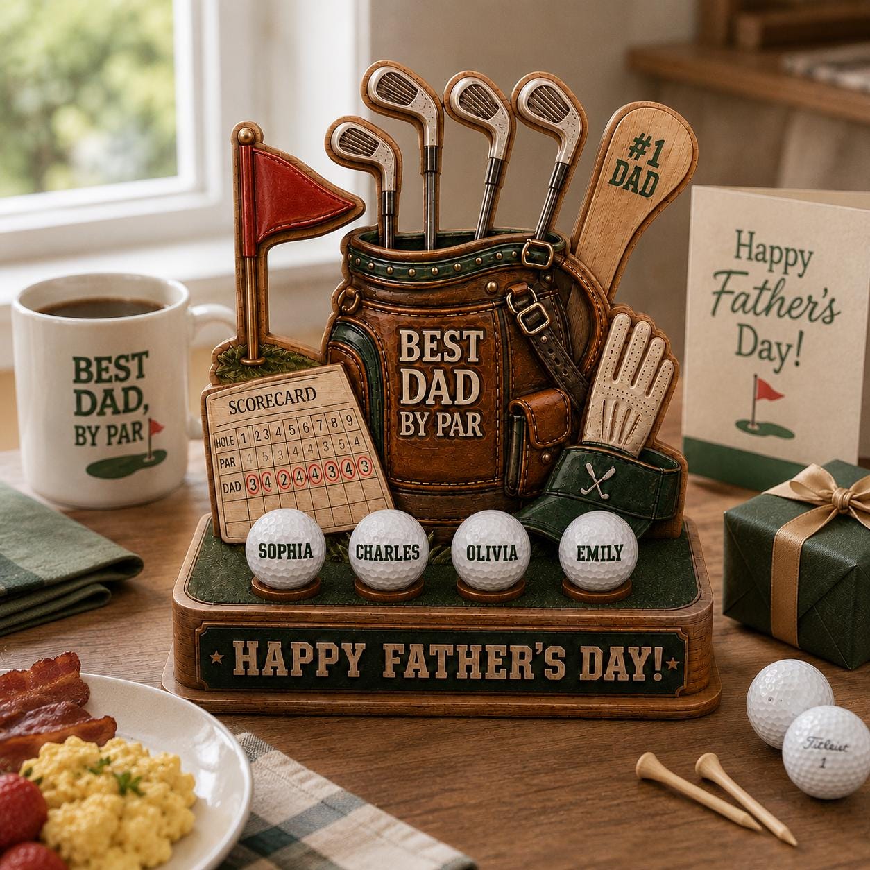 Personalized Golf Wooden Block, Dad by Par Decoration, Father's Day Gift