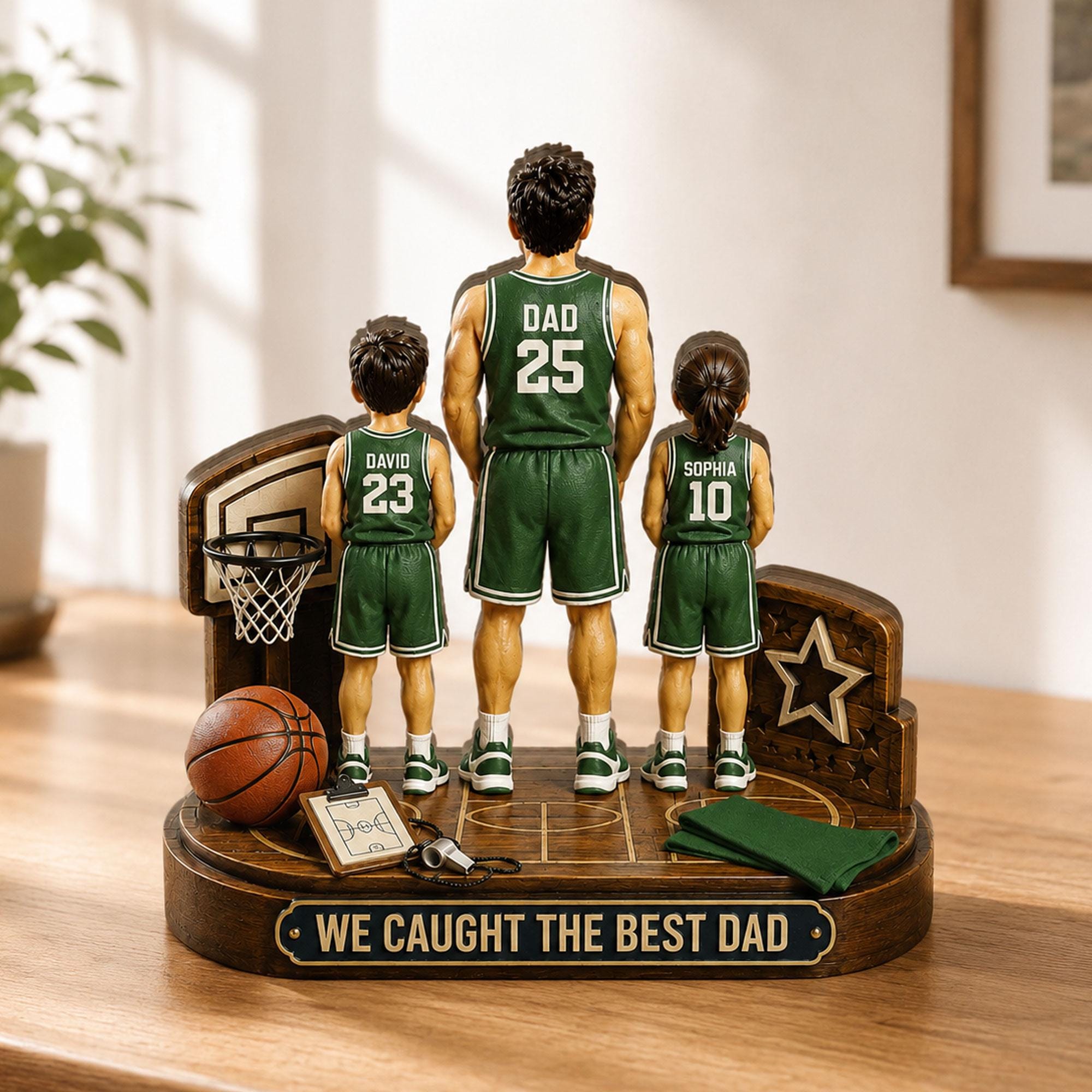 Wooden Dad Sign, Son's Hero Daughter's Love, Father's Day Gift, Papa PPersonalized Basketball Dad Wooden Block, Custom Kids Names Gift, Father’s Day Decor, Basketball Dad Keepsake, Family Wood Sign