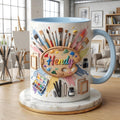 Artist Mug, Personalized Painter Mug, Custom Name Art Gift, Paint Brush Coffee Cup, Creative Artist Appreciation Gift