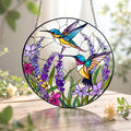 Hummingbird Stained Glass Suncatcher, Light-catching Window Hanging, Bird Glass Art, Gift for Mom or Grandma, Sympathy Memory Gift