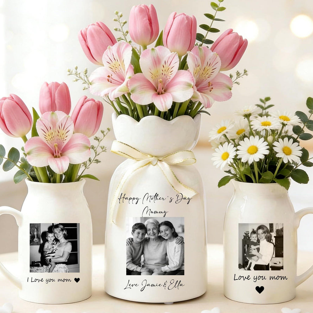 Personalised Vase, Mothers Day Gifts, Gift for Her, Gift for Mum, Photo Gifts, Ceramic Vase, Personalised Gifts, Custom Gifts, Mum Gifts