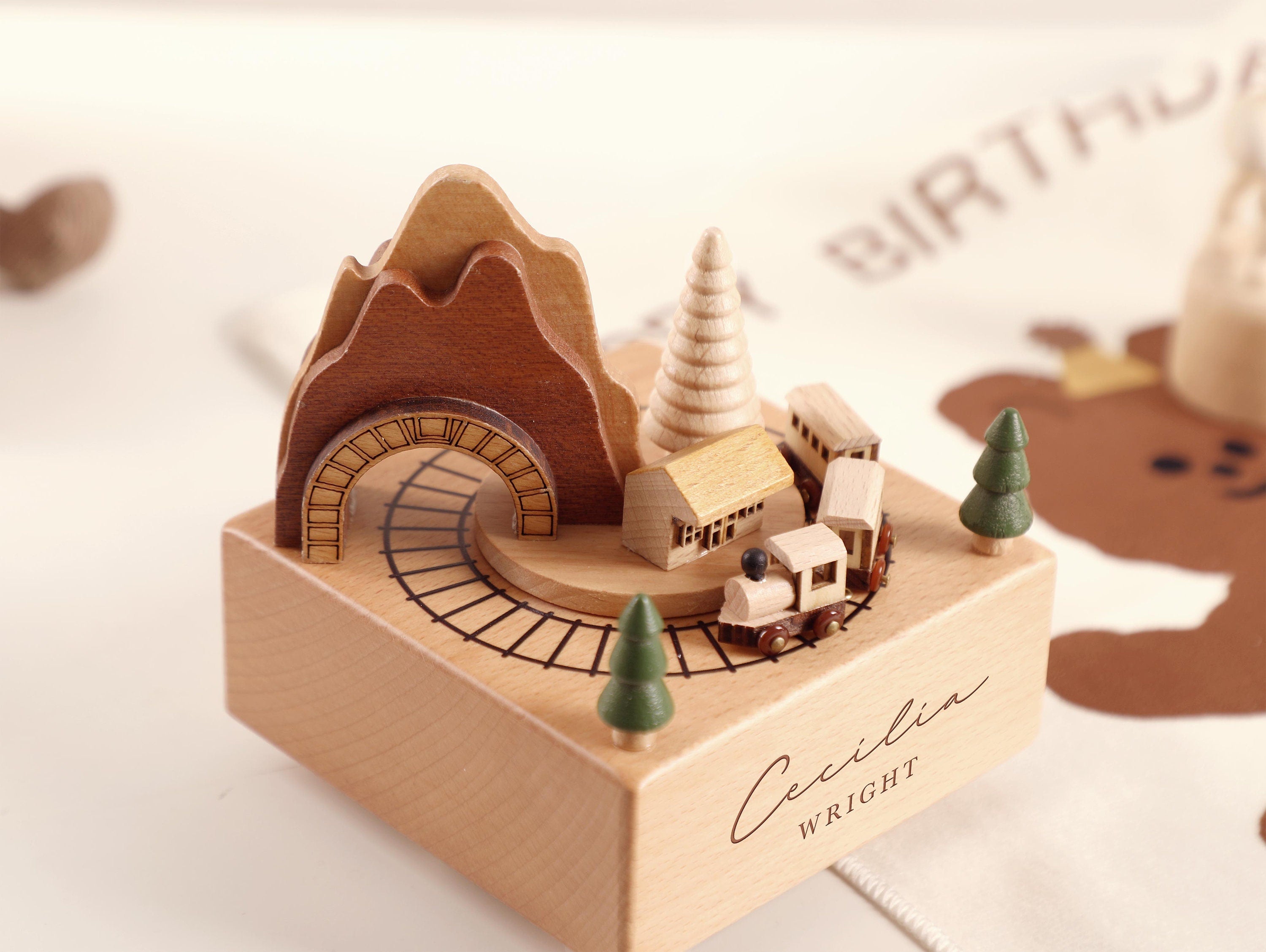 Wooden Music Box, Custom Wooden Handmade Music Box, Train Birthday Music Box, 1st Birthday, Personalised Music Box Gift, Baby Shower Gift