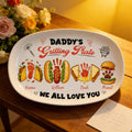Custom Burger Hot Dog Handprint Footprint Platter, Personalized Grilling Plate Bbq Gift From Kids, Daddy's Grilling Plate Bbq Serving Tray