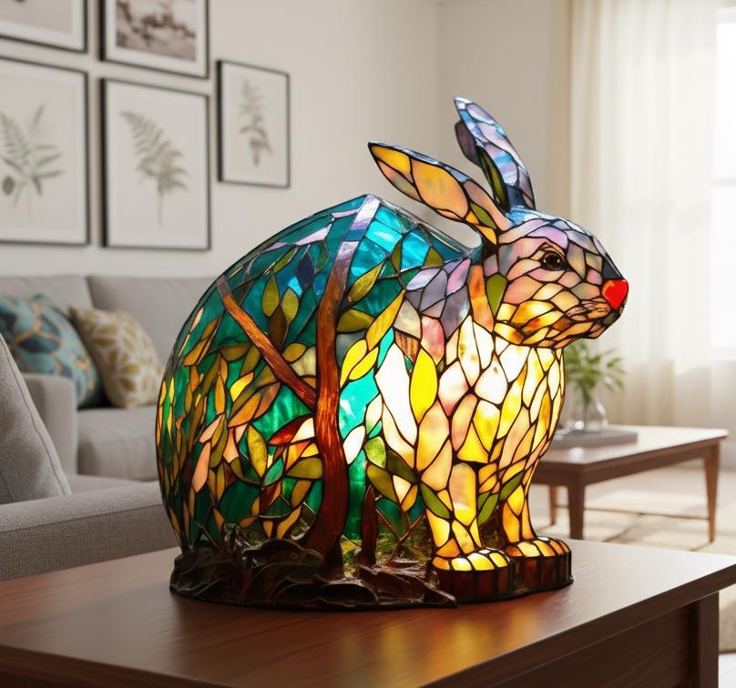Cute Rabbit-shaped Night Light, Mosaic Table Lamp, Room Decoration, Baby Rabbit Night Lamp, Cute Animal-shaped Table Lamp, Gift for Pet Lovers, Children's Room and Bedroom Lamp, Night Lamp.