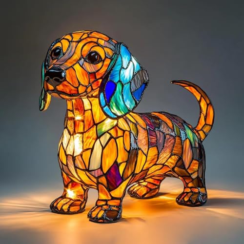 Dachshund Dog Night Light, Mosaic Table Lamp, Room Decor, Puppy Night Light Decor, Cute Dog Table Lamp, Pet Lover Gift, Nursery & Bedroom Light, Night Light