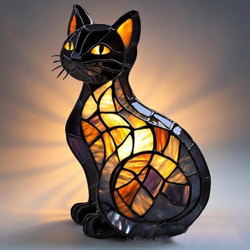 Cat Table Lamp,Colorful Vintage Bedroom Living Room Home Decor Night Light, Mosaic Table Lamp, Room Decor, Puppy Night Light Decor, Cute Dog Table Lamp, Pet Lover Gift, Nursery & Bedroom Light, Night Light