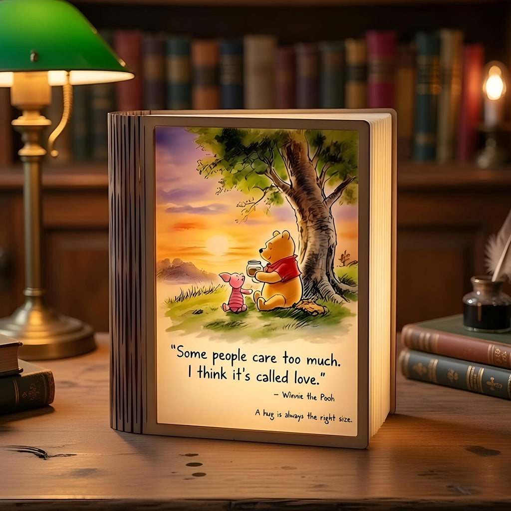 Personalized Mother's Day Gift, Winnie the Pooh Book Light, Classic Pooh Quote Night Light, Custom Lamp for Mom, Grandma Gift, Bedside Decor