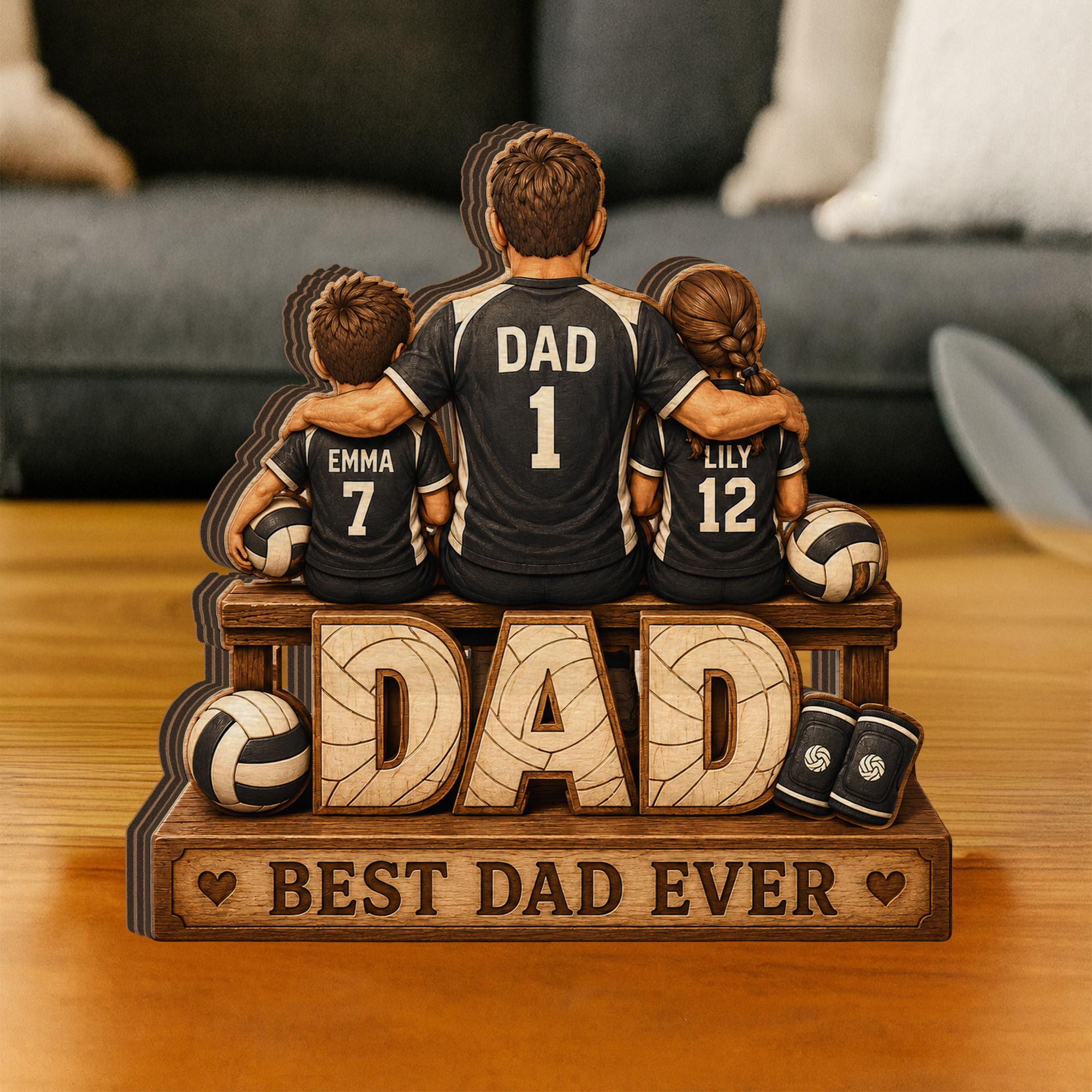 Personalized Volleyball Dad Wooden Block, Custom Father's Day Gift, Heartfelt Gift