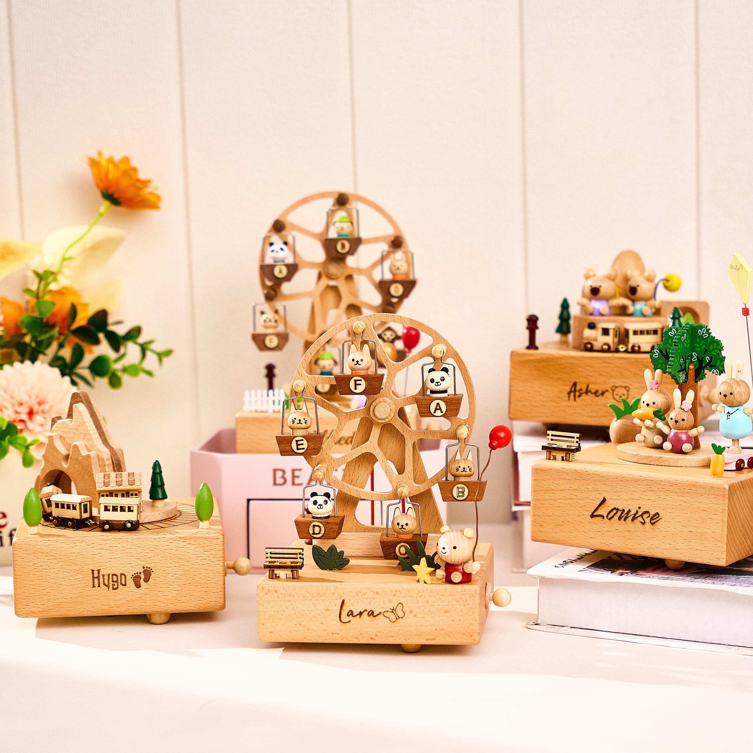 Personalized Wooden Music Box，Engraved Name Music Box For Kids，Wooden Ballerina Music Box，Baby Shower Gift,Newborn Gift,Christmas gift