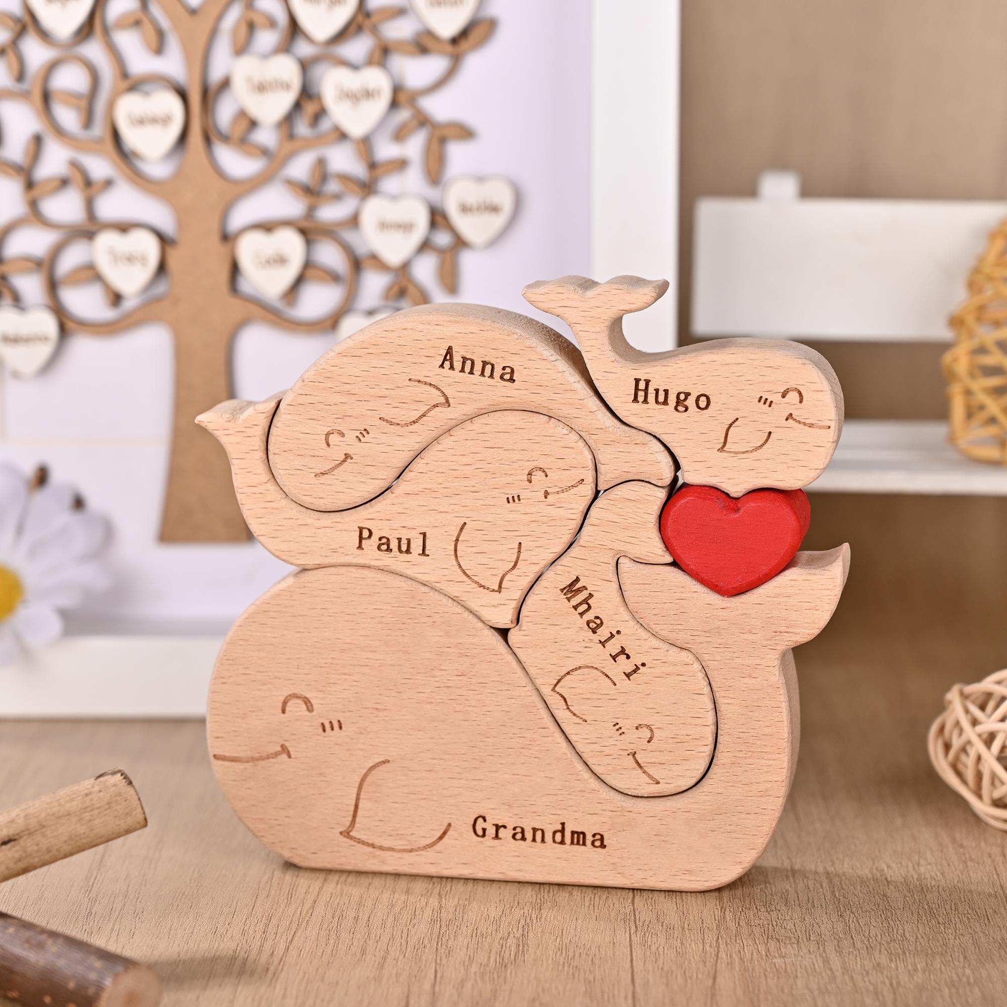 Wooden Whale Family Puzzle 2-5, We Are One Family Keepsake, Christmas Gift for Mum, Whale Puzzle Decor, Couple Anniversary Present