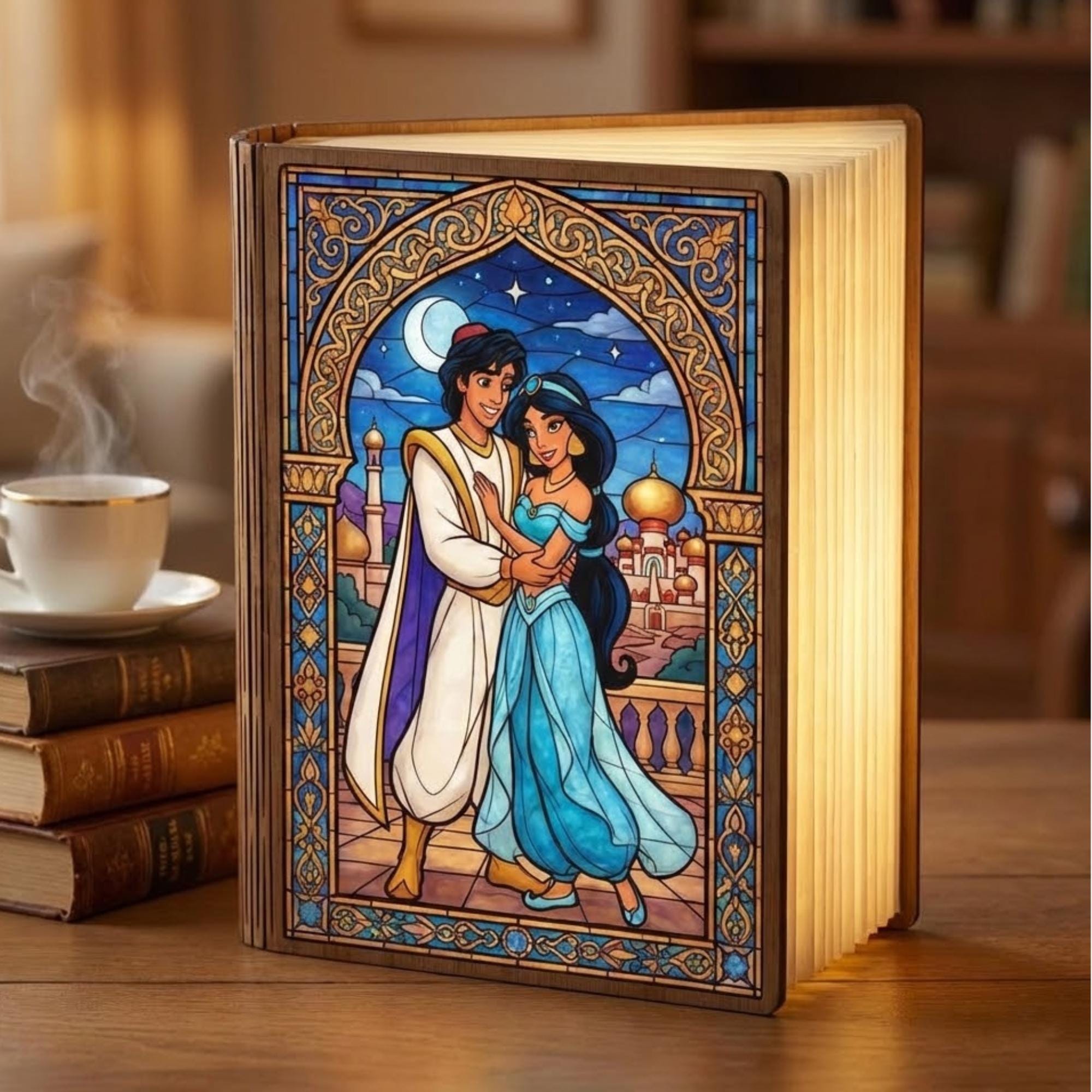 Wuthering Heights Folding Book Lamp, Dark Academia Night LigAladdin and Jasmine Book Lamp, Custom Couple Book Lamp, Book Lamp Holder, Disney Book Lamp, Wood Book Light, Folding Book Lamp, LED Lamp