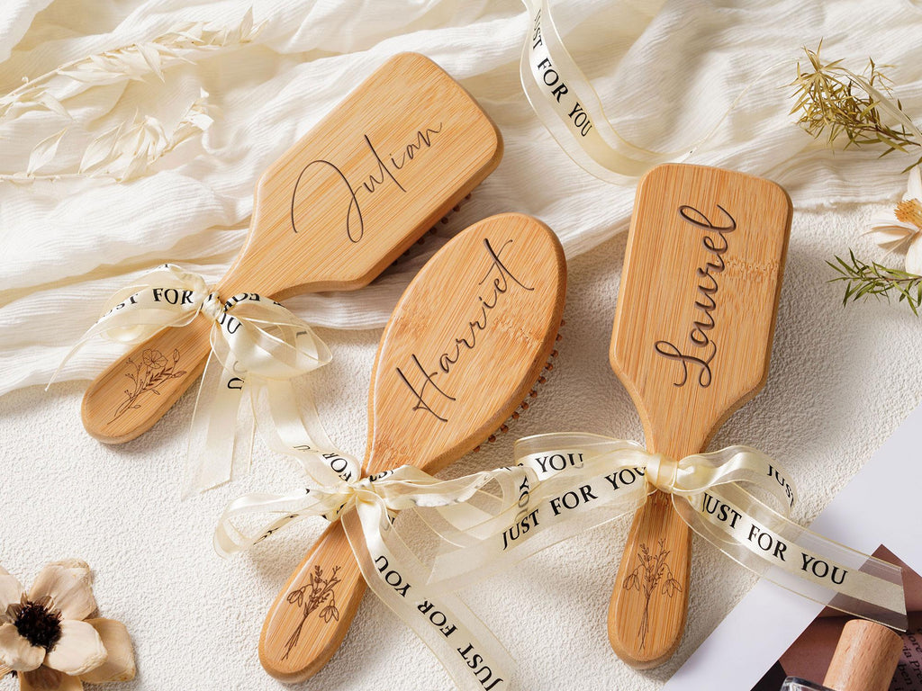 Personalized Bamboo Hair Comb, Engraved Bridesmaid Gift, Custom Wooden Hair Brush,Gift for Her,Bridesmaid Gift,Bridal Shower Gift,Custom Name Airbag Comb,Wedding Gifts