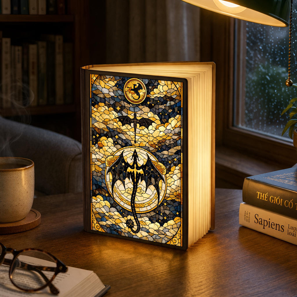 Fourth Wing Inspired Book Lamp, Fantasy Dragon Night Light, Book Lover Room Decor, Reader Gift, Cozy Bookish Lamp, Dark Fantasy Night Light