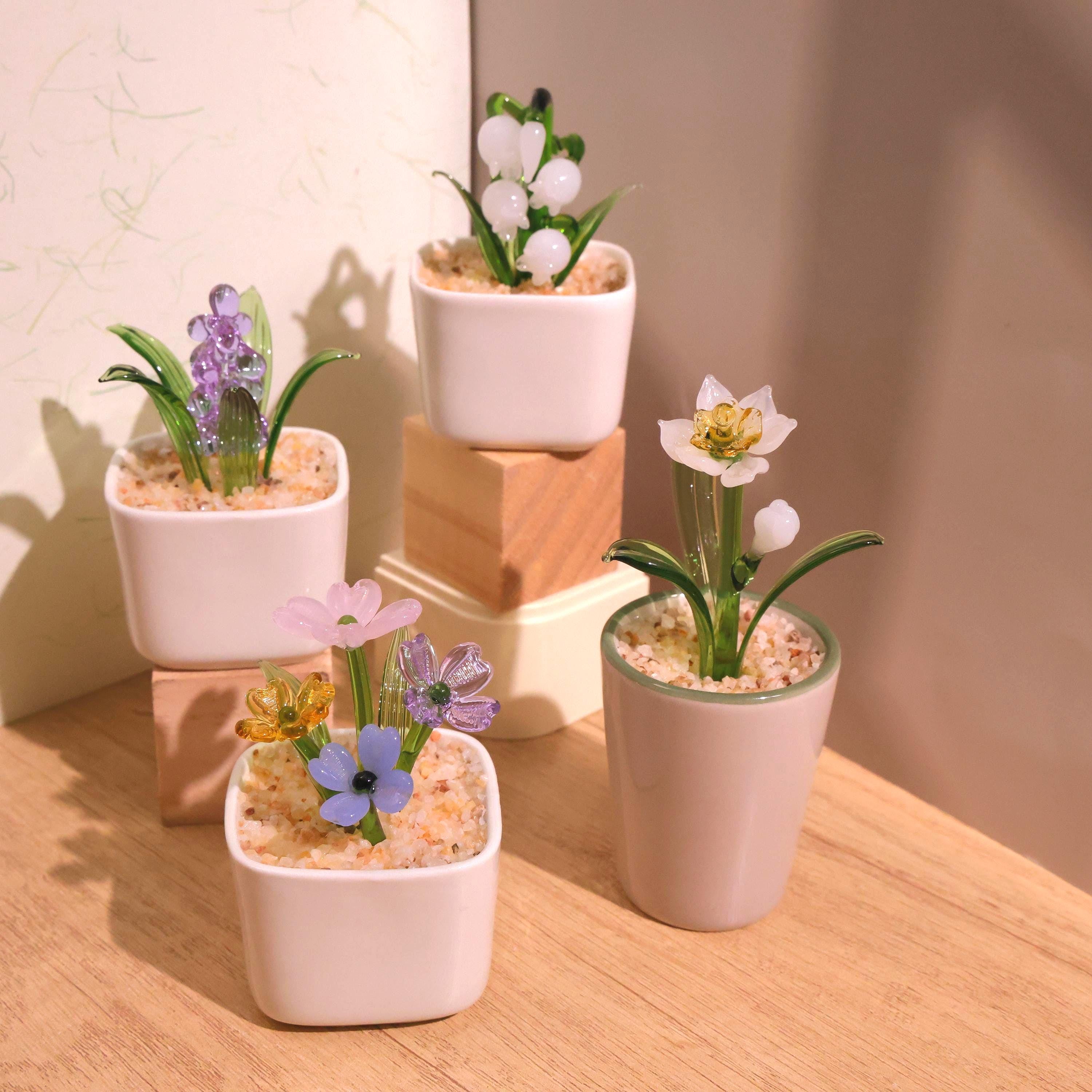 Handmade Glass Flowers, Glass Potted Plants,hand Blown Glass Flower,home Decor ,housewarming Gift, Gift for Her