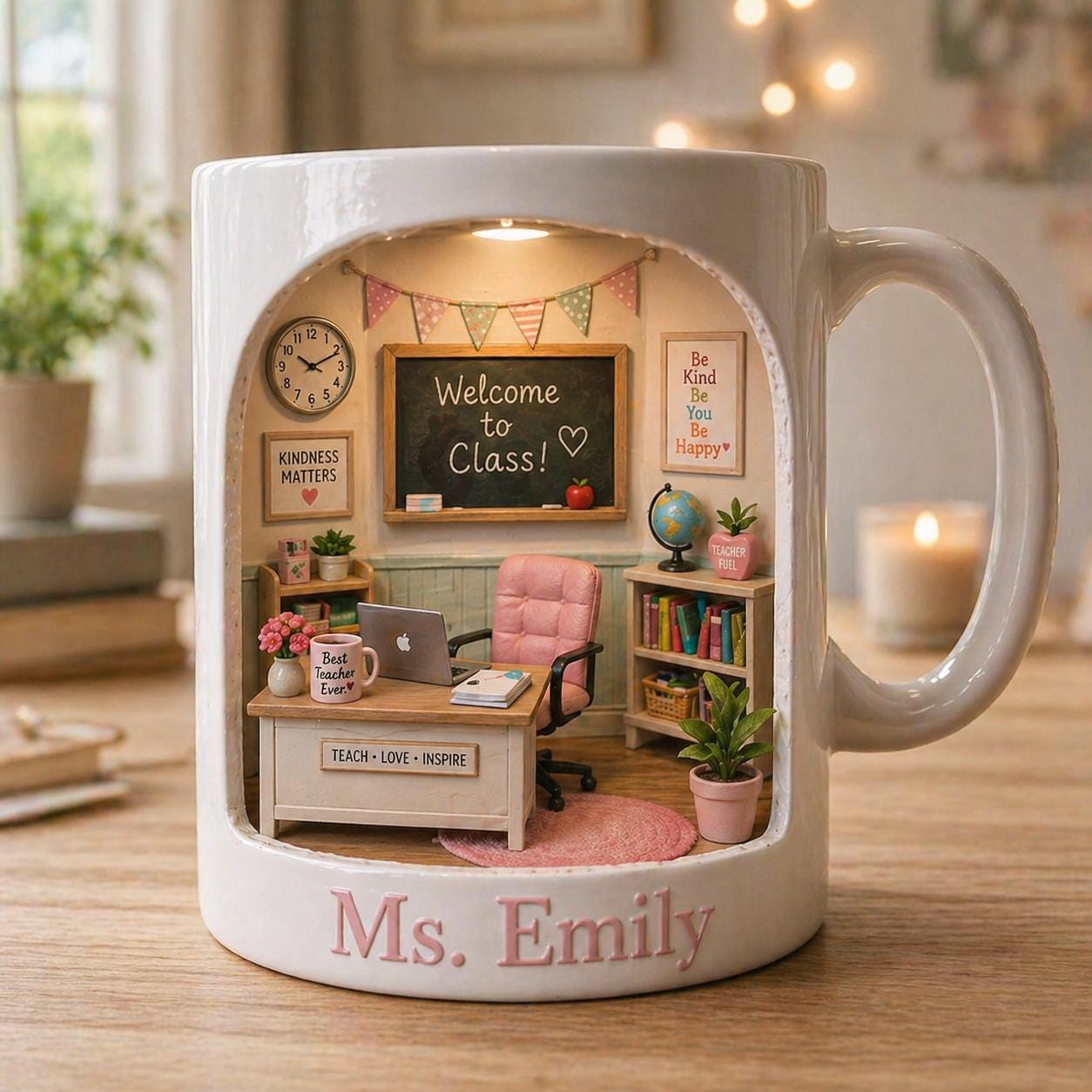 Personalized Teacher Mug, Custom Name Classroom Coffee Cup, Teacher Appreciation Gift, Cute School Desk Mug, Preschool Teacher Gift