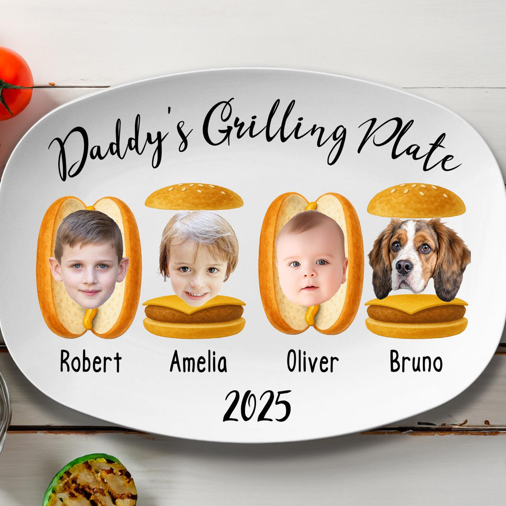 Daddy’s Grilling Plate, Fathers Day Gift From Kids, Personalized Dad Grilling Plate, Custom Grilling Plate With Kids Names, BBQ Gift for Dad