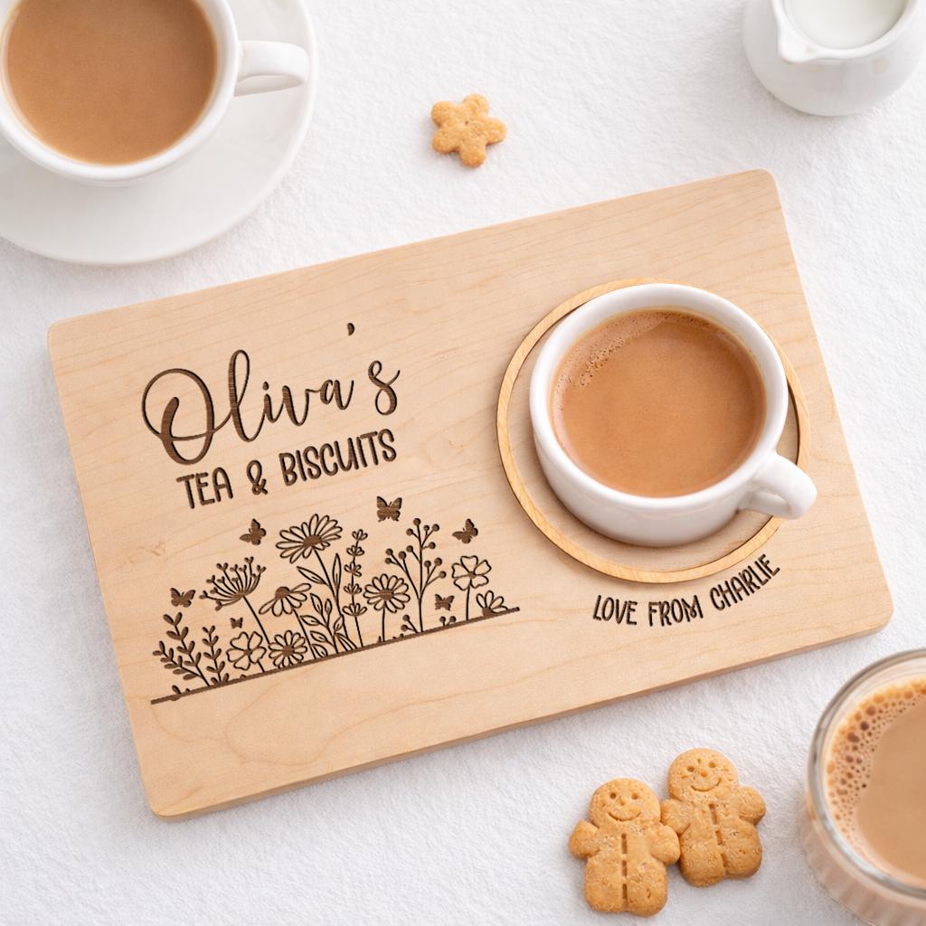 Mum Gift,personalized Tea & Biscuits Tray for Grandma,nanny,nana,nonna,granny,mother's Day Birthday Gift for Mom,mug Coaster Snack Board