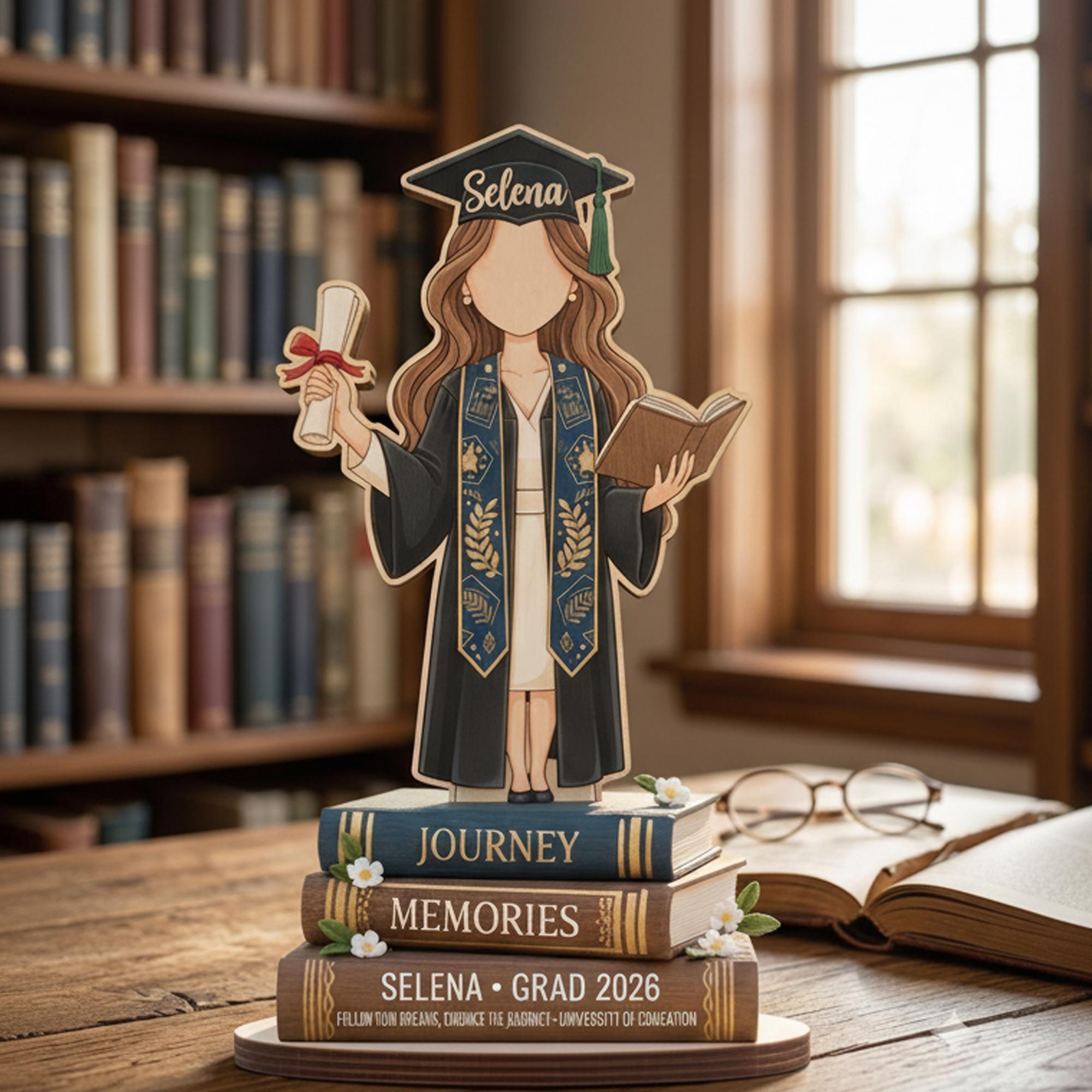 Personalized Graduation Wooden Block Sign, Custom Name Gift for Her, Class of 2026 Keepsake, Graduate Decor, Custom Wood Block