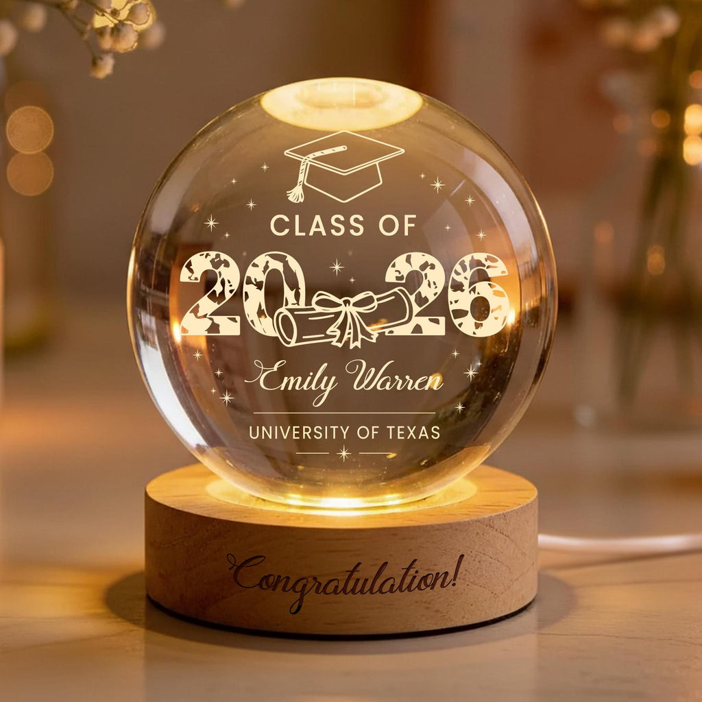 Custom Graduation Gift,class of 2026 Crystal Ball Night Light,senior 2026 Gift,highschool College Graduation Gift for Senior,bestie,daughter