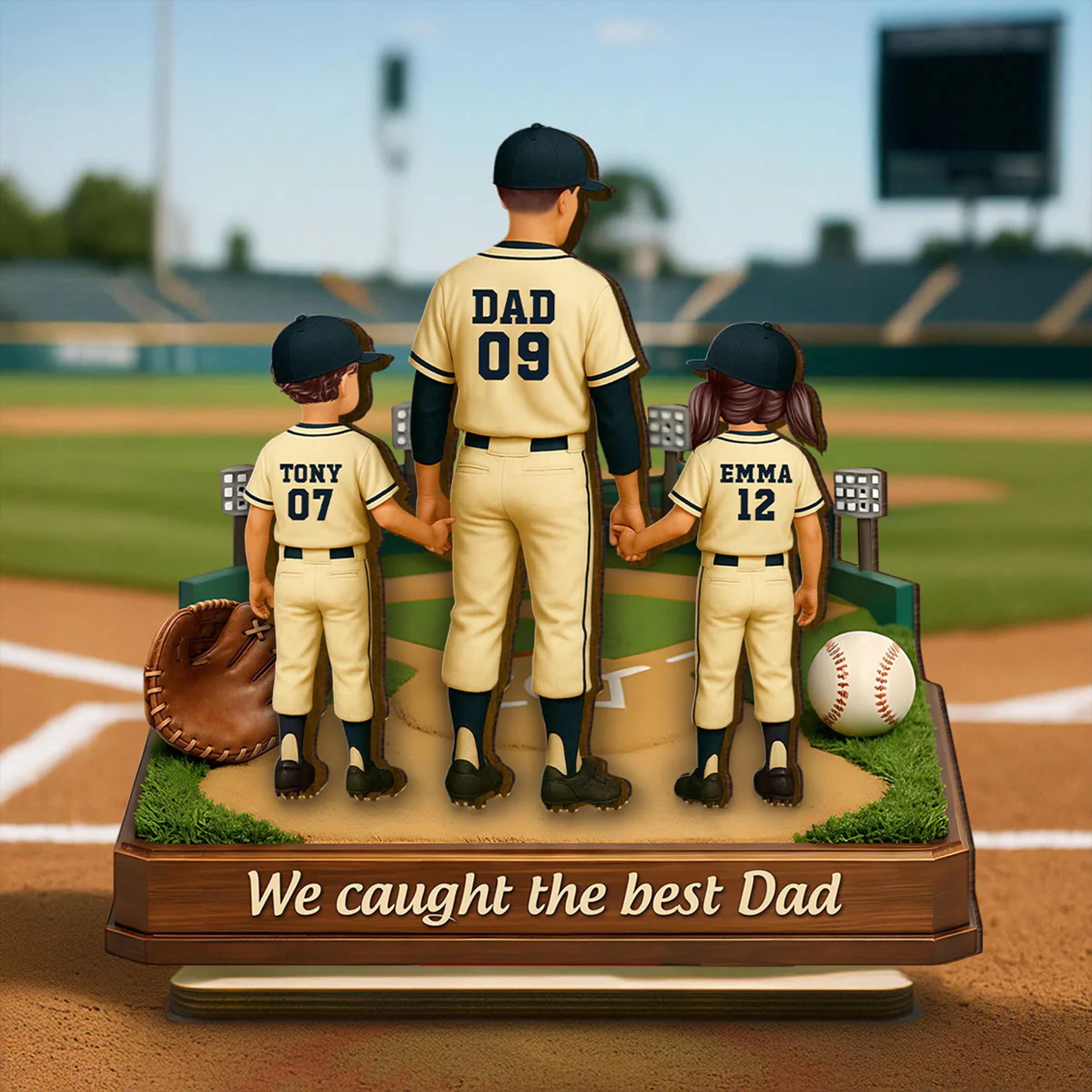 Custom Baseball Dad Wood Sign _ Personalized Father’s Day Gift From Kids _ Dad’s Dream Team Plaque _ 2-layer Engraved Husband Gift