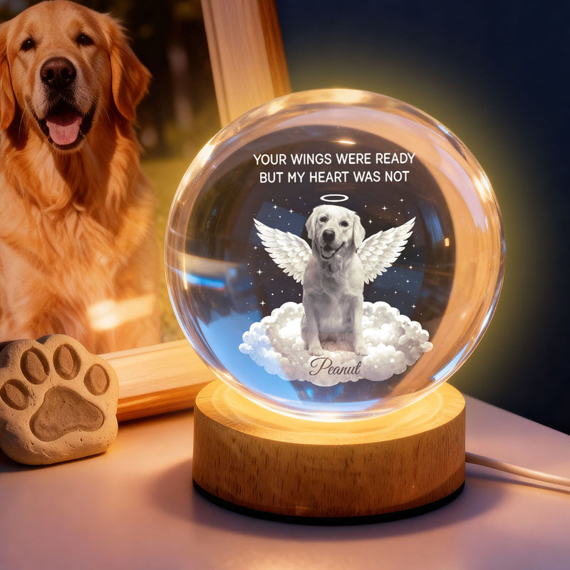 Your Light Will Always Shine in My Heart Pet Memorial, Personalized Crystal Ball LED Night Light, Valentine's Day Gift For Couple, Husband, Boyfriend, Wife