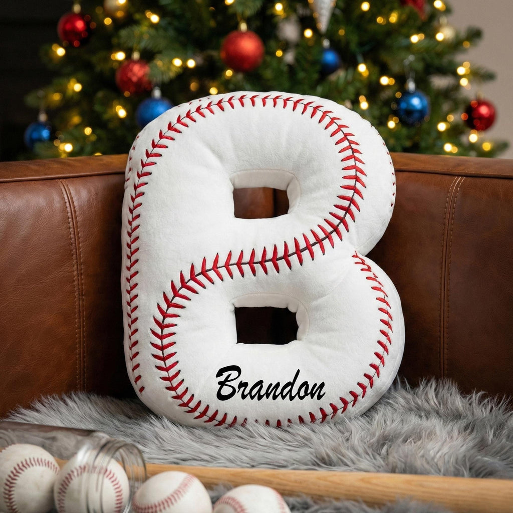 Personalized Baseball Lover Gift, Custom Name Baseball Pillow, Baseball Name Pillow, Baseball Kids Gift, Fan Gift, Flat Printed Design