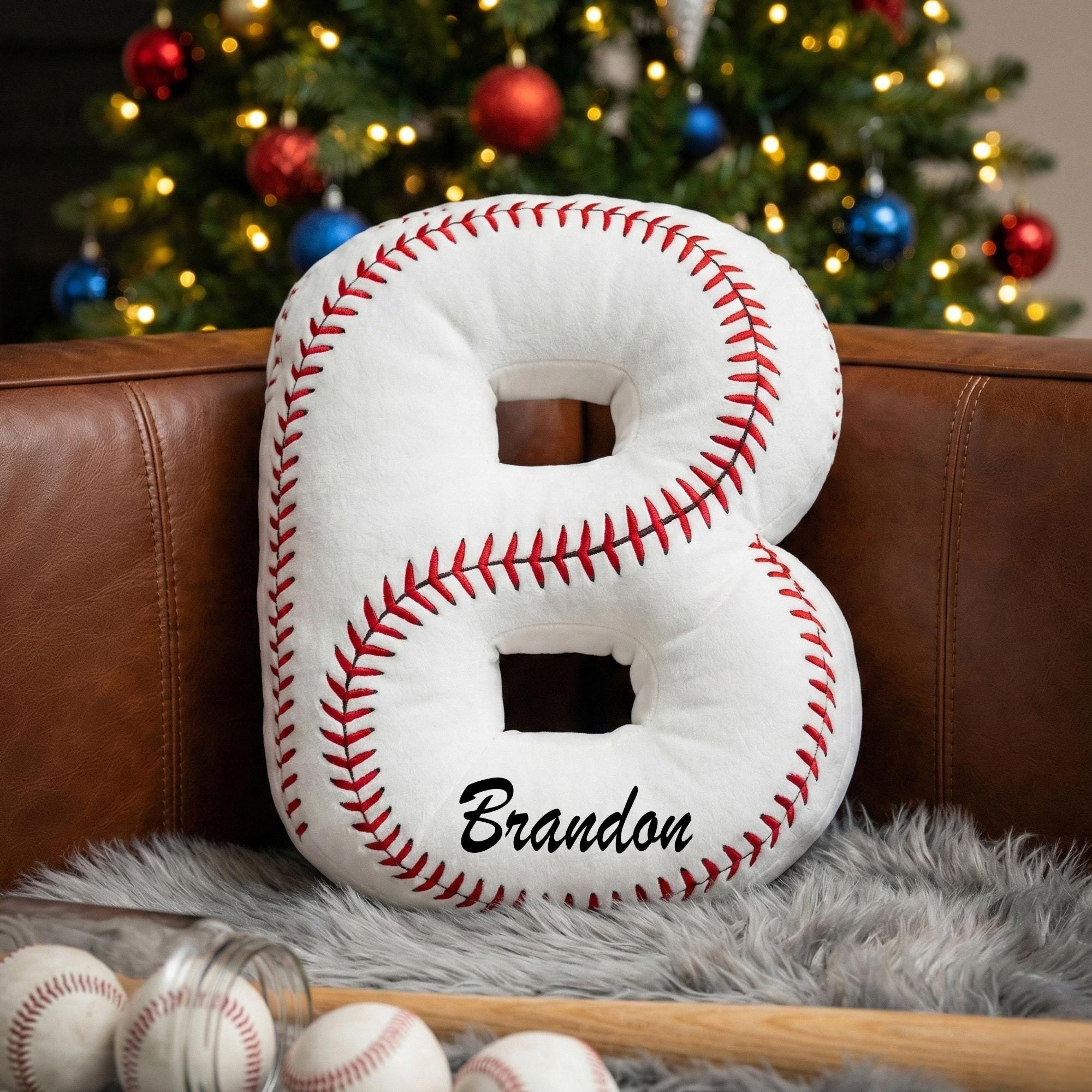Personalized Baseball Lover Gift, Custom Name Baseball Pillow, Baseball Name Pillow, Baseball Kids Gift, Fan Gift, Flat Printed Design