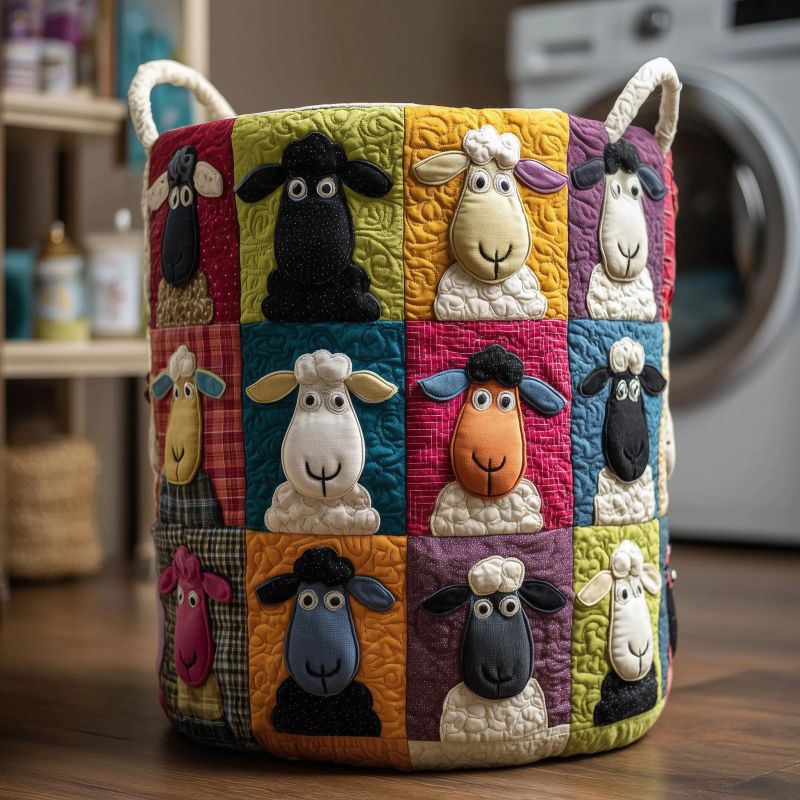 Quilted Laundry Basket, Foldable Dirty Clothes Hamper, Large Fabric Storage Bin for Bedroom Bathroom Nursery Laundry Room