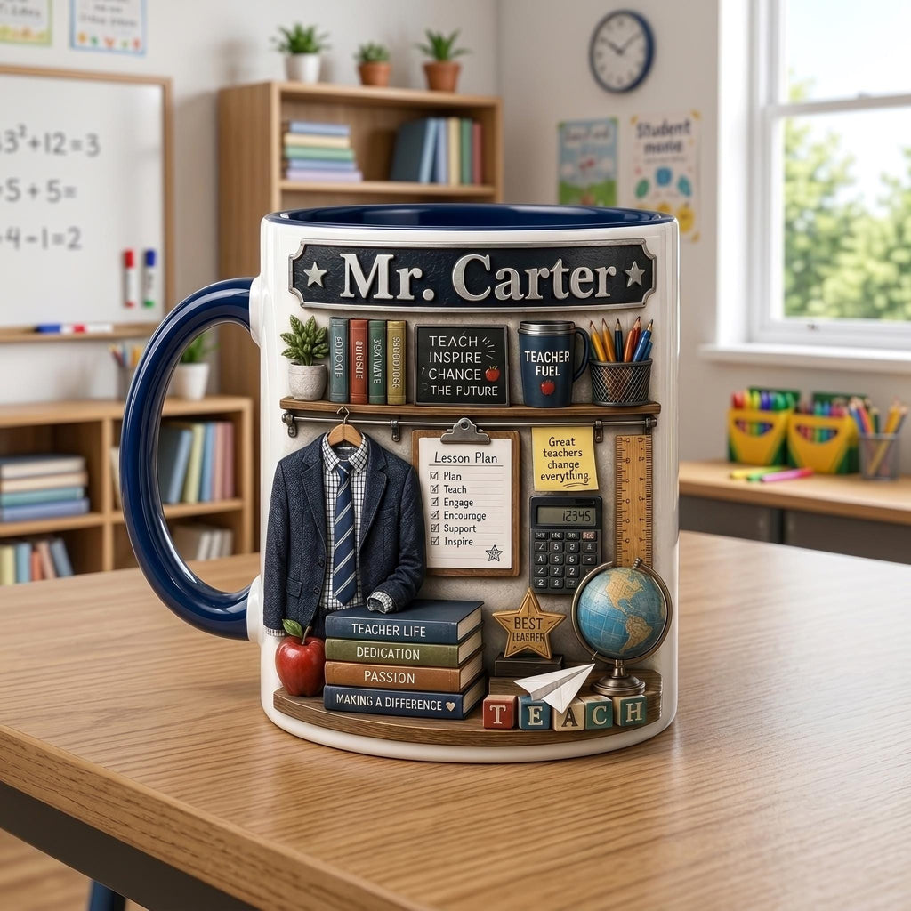 Personalized Teacher Mug, Teacher Coffee Cup, Custom Classroom Gift for Educators