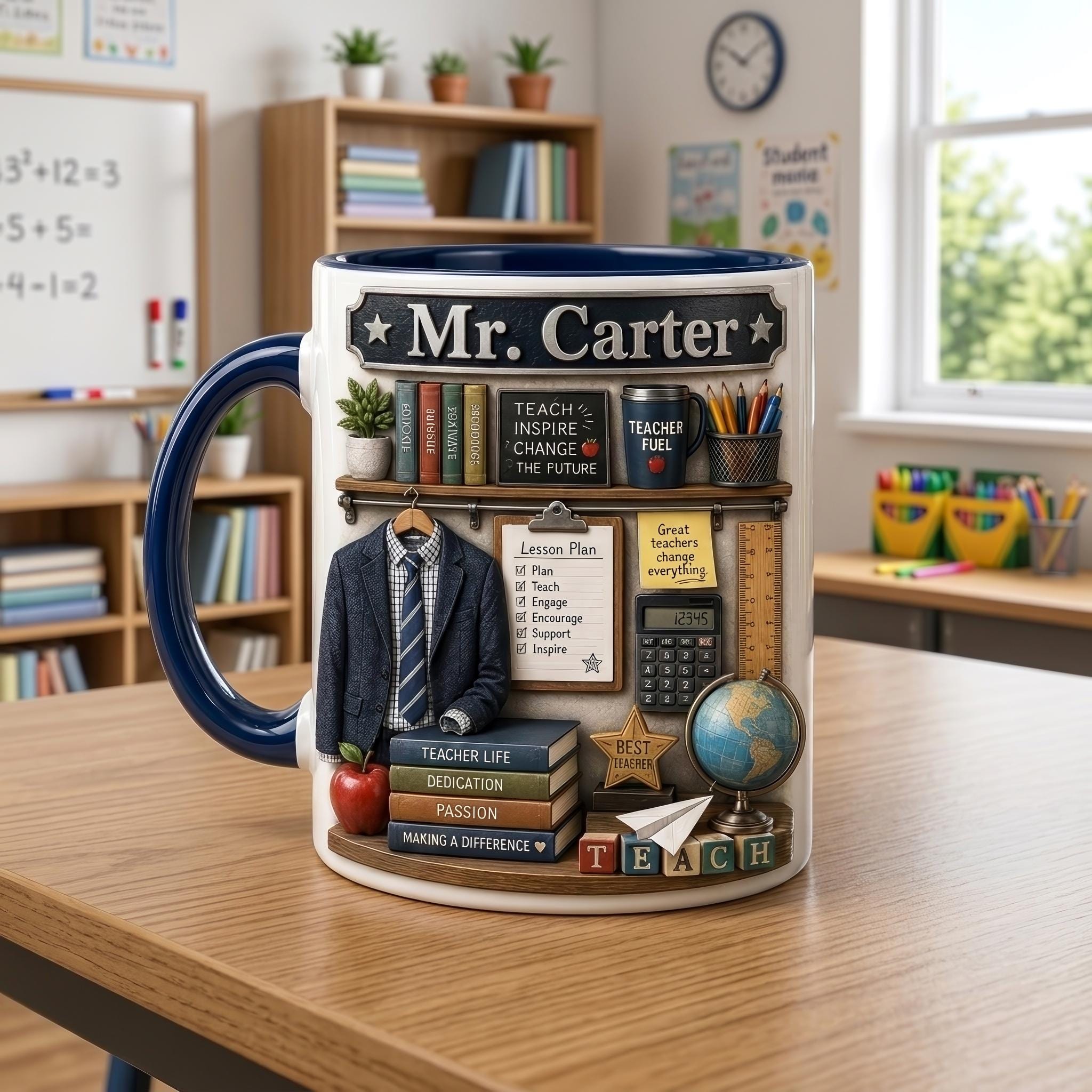 Personalized Teacher Mug, Teacher Coffee Cup, Custom Classroom Gift for Educators