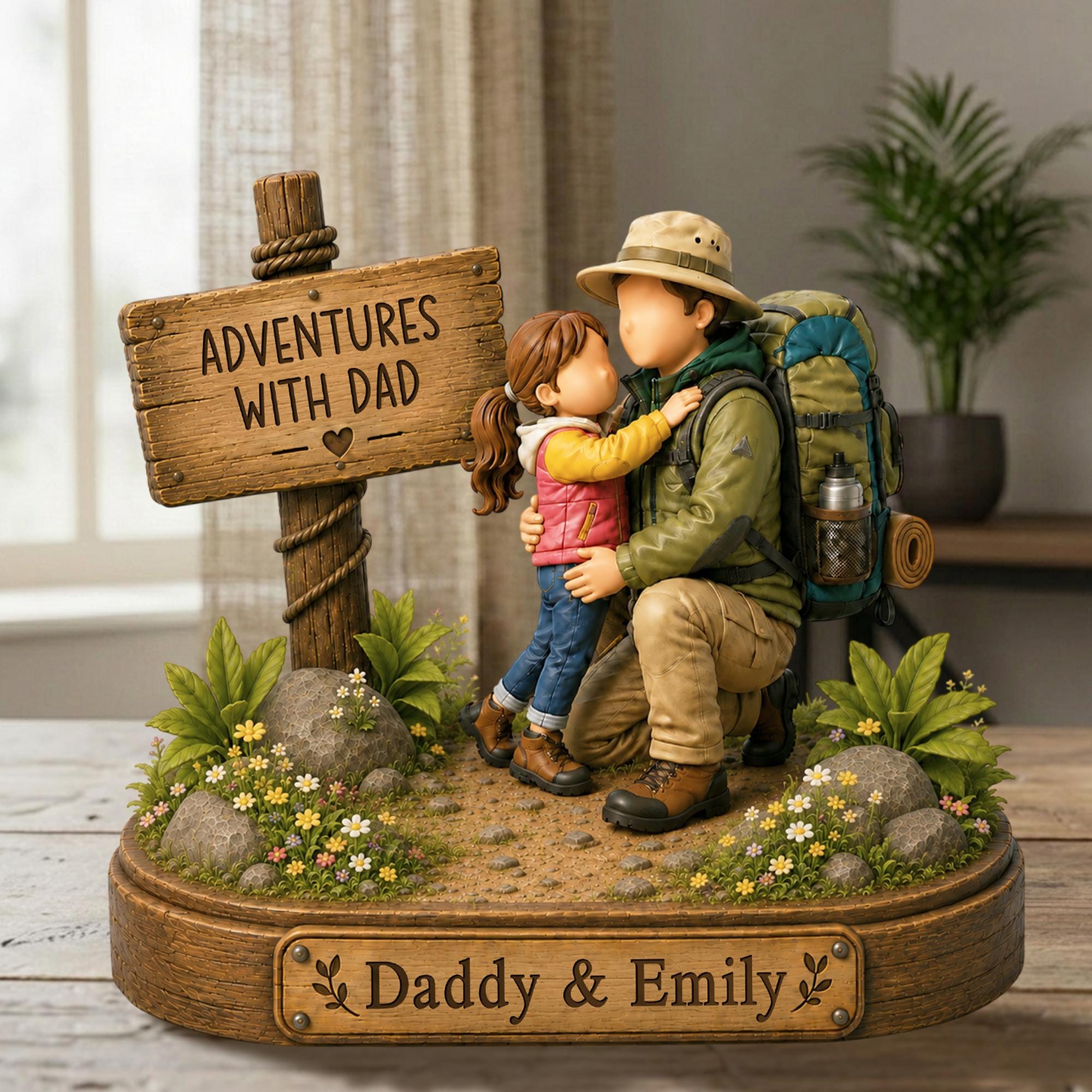 Personalized Dad Wooden Block, Custom Adventures with Dad Gift from Daughter/Son, Father's Day Gift, Outdoor Keepsake Gifts, Home Decor