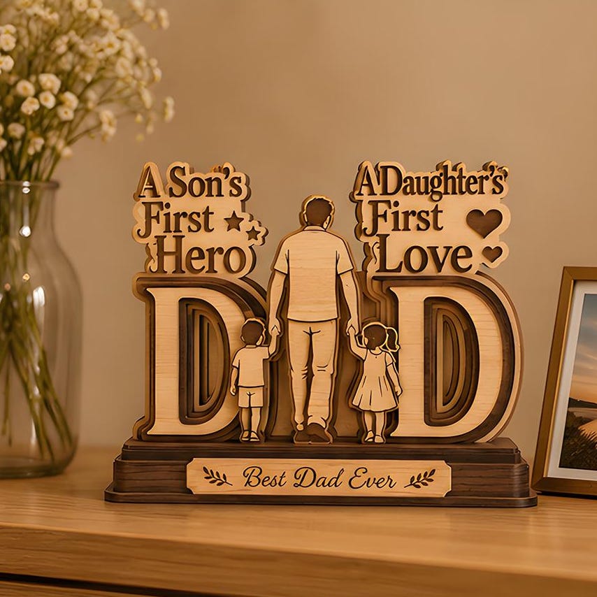 Personalized Hockey Dad Wooden Block, Custom Name and Number Wooden Block, Father’s Day Decor, Sports Dad Keepsake, Family Wood Sign