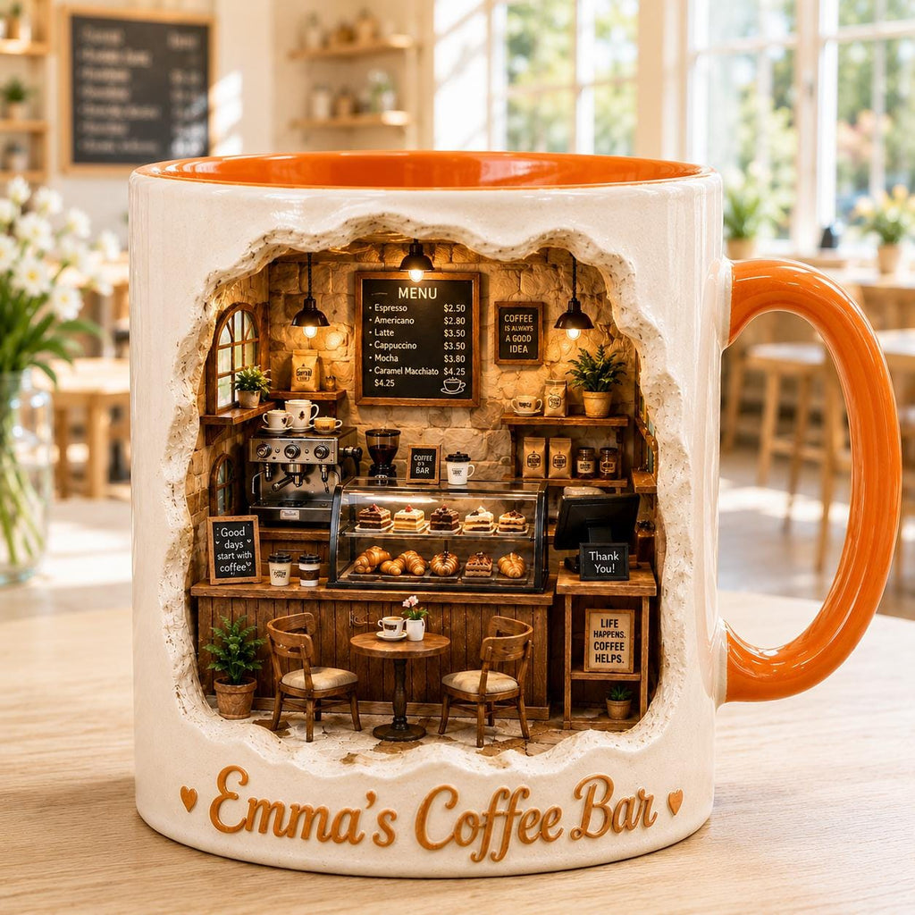 Personalized Coffee Shop Mug, Custom Café Coffee Cup, Barista Gift for Coffee Lovers, Cozy Coffee Bar Mug, Café Owner Gift
