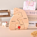 Engraved Bear Hug Family Wooden Puzzle, Personalized Gift for Mom Dad Kids, Engraved Name Gift, Anniversary Gift for Couple, Home Decor