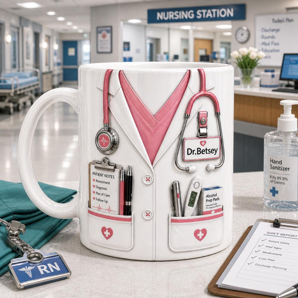 Personalized Nurse Mug, RN Coffee Cup, Medical Staff Gift, Custom Name Nurse Gift, Nurse Appreciation Coffee Cup