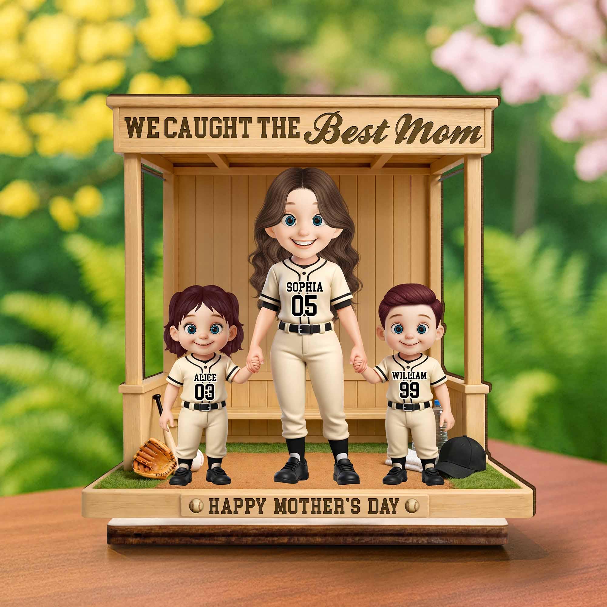 Personalized 3D Wooden Plaque, Custom Sports Mom Gift, Baseball Dugout Diorama, Graduation Gift for Son, Daughter, Basketball Player Gift