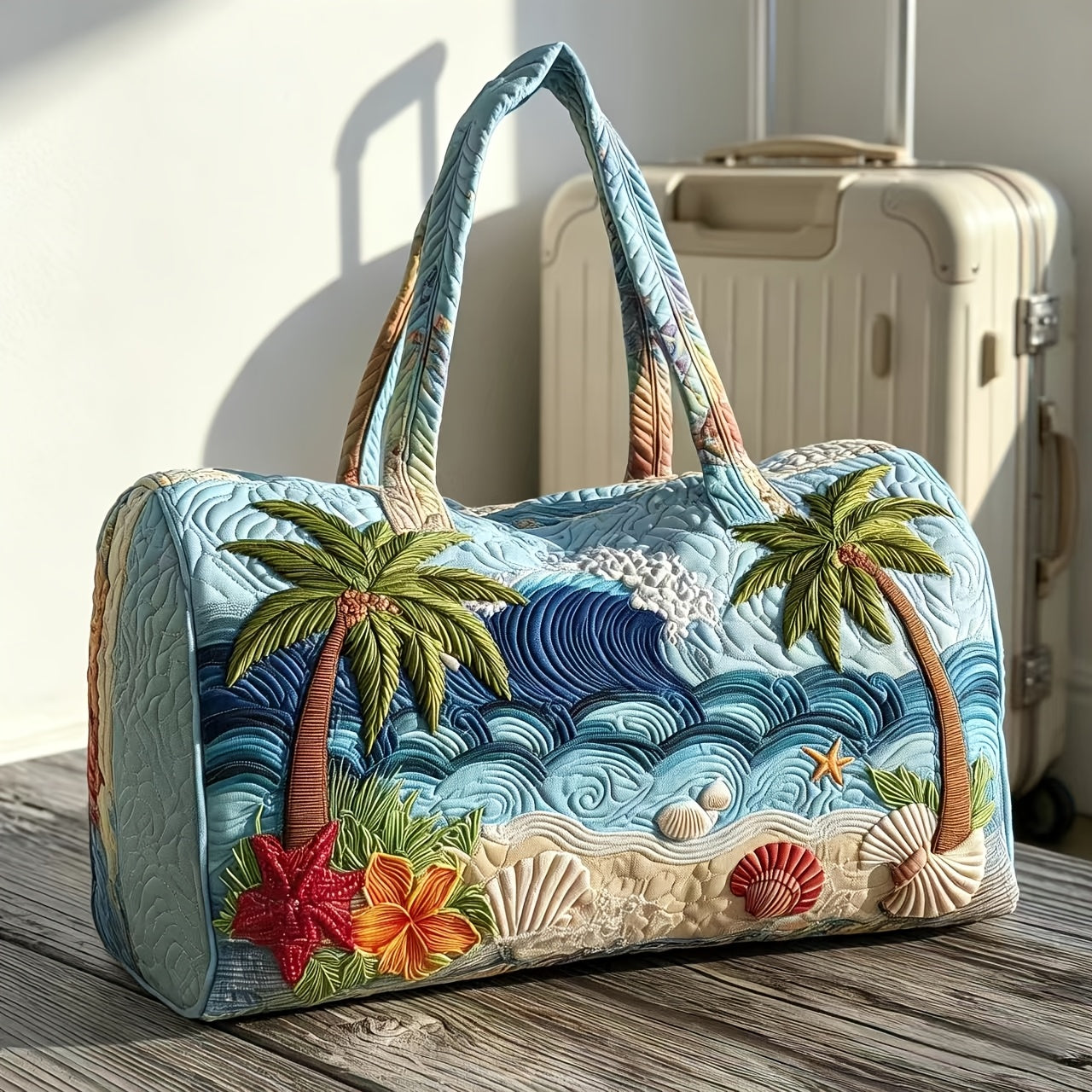 Unisex Travel Duffel Bag for Women and Men, Bohemian Flat Printed Weekender Handbag, Lightweight Overnight Carry Bag