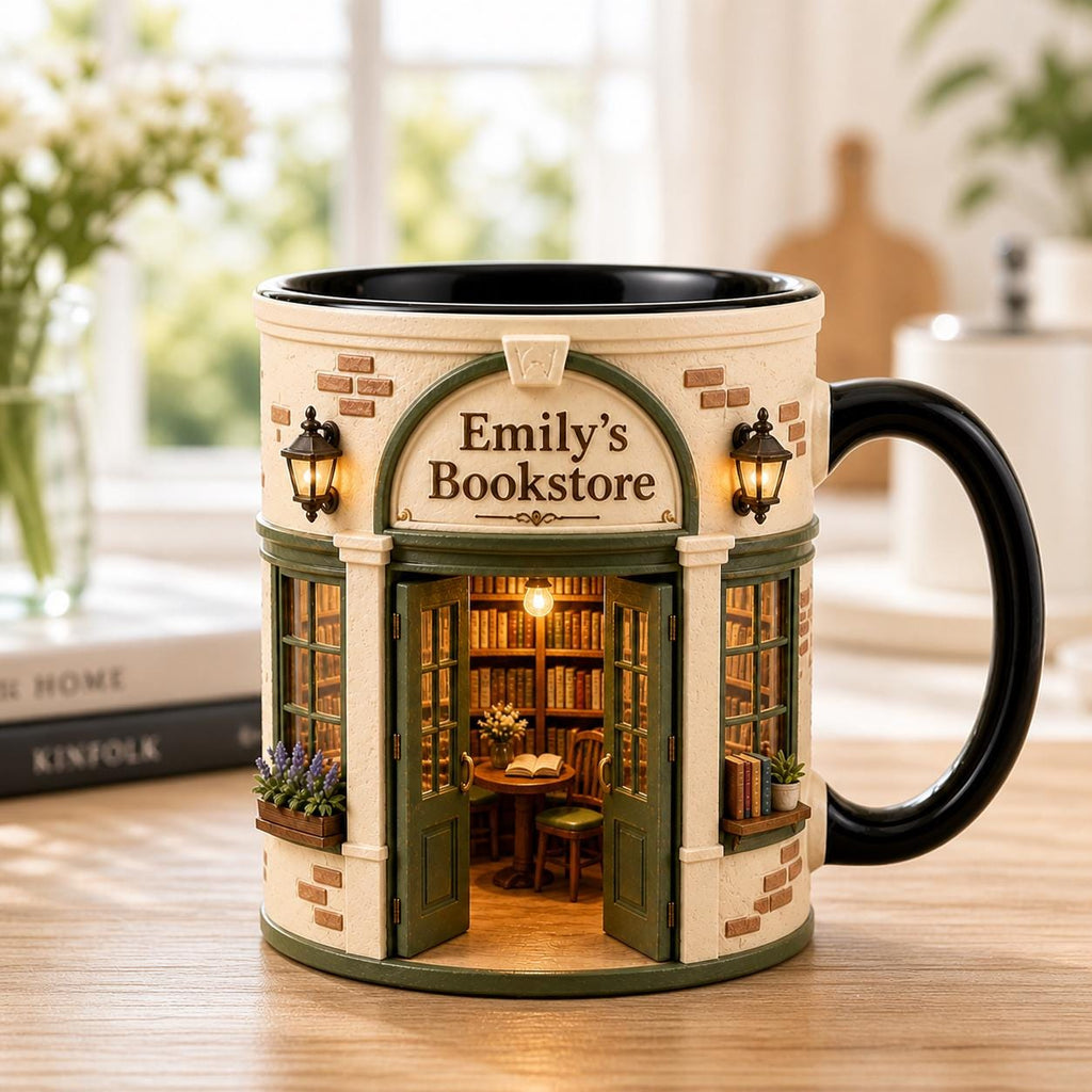 Personalized Bookstore Mug, Custom Book Lover Gift, Cozy Reading Nook Coffee Cup, Bookshop Owner Mug, Reader Gift