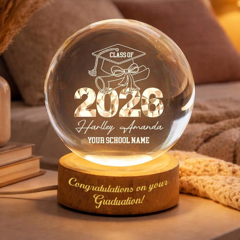 Personalized Graduation Gift, Class of 2026 Crystal Ball Night Light, Graduation Day, Graduation Gift for Senior Congrats on Your Graduation